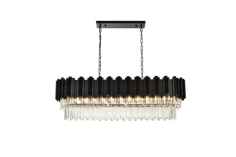 Elegant Lighting 3401G47BK 12 Light Chandelier, Black and Clear