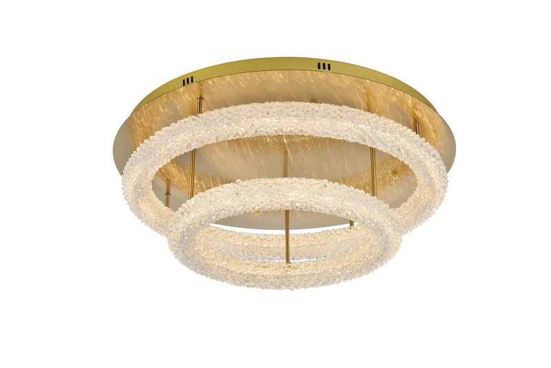 Elegant Lighting 3800F30L2SG LED Flush Mount, Satin Gold