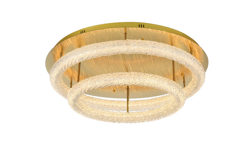 Elegant Lighting 3800F33L2SG LED Flush Mount, Satin Gold