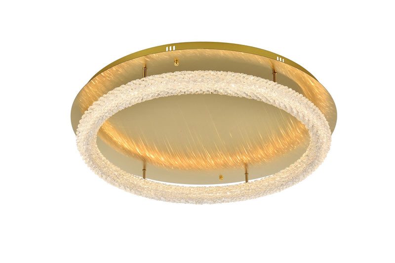 Elegant Lighting 3800F33SG LED Flush Mount, Satin Gold