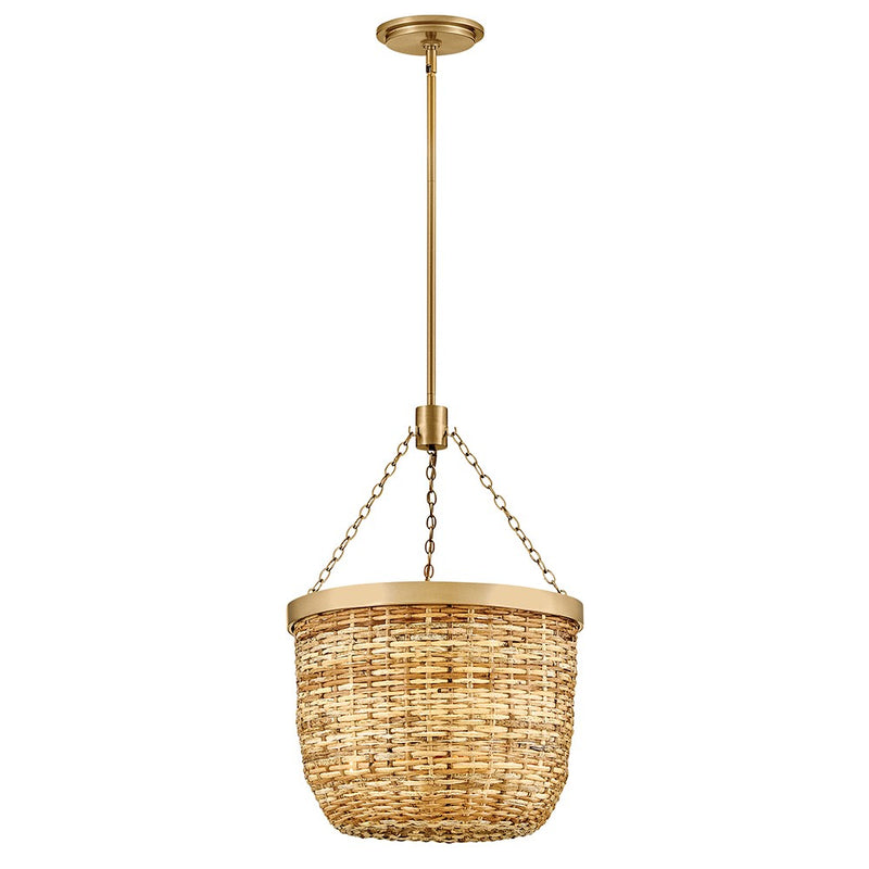 Hinkley 48427LCB-NAT LED Pendant, Lacquered Brass