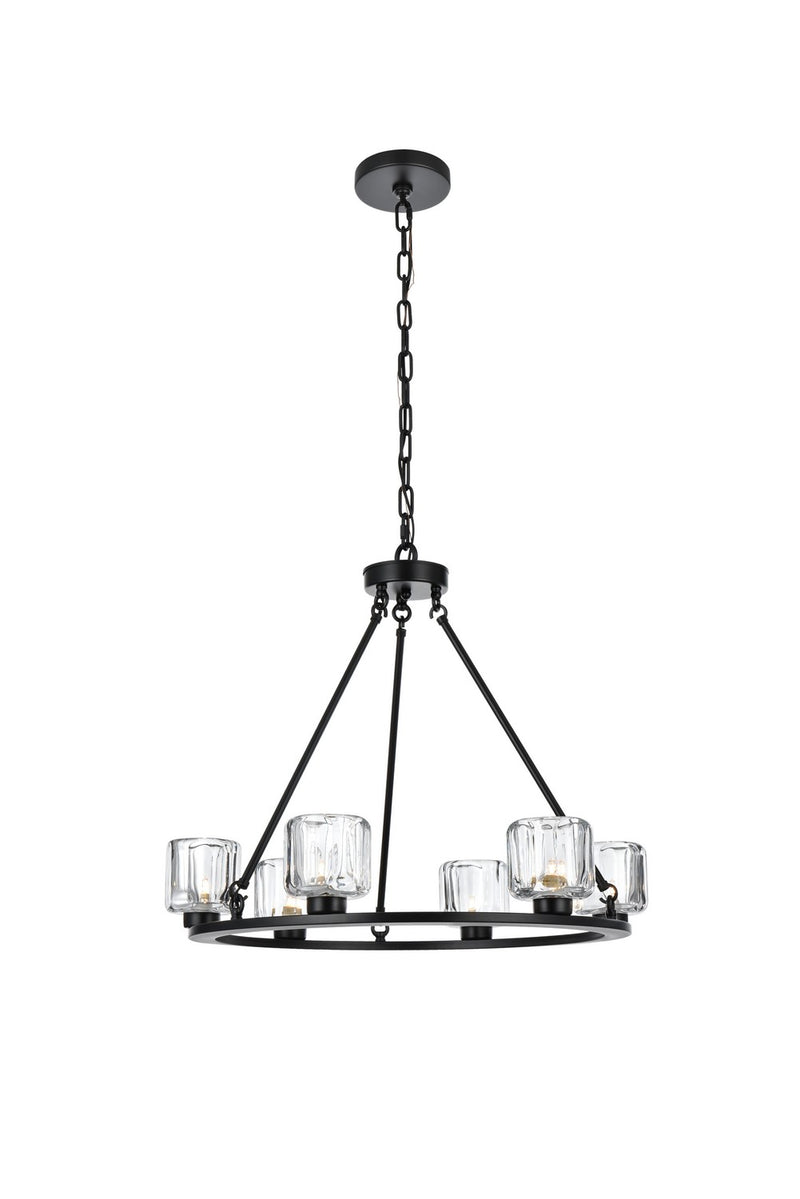 Elegant Lighting 5100D26BK Six Light Chandelier, Black and Clear