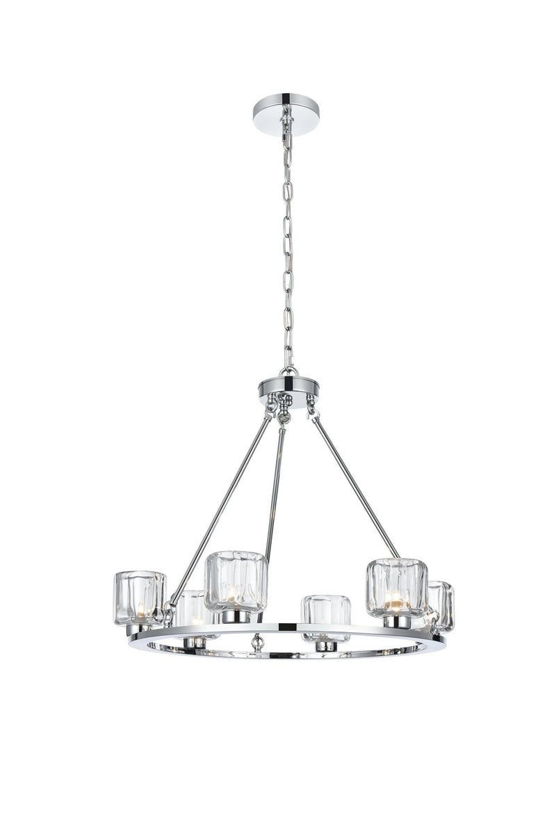 Elegant Lighting 5100D26C Six Light Chandelier, Chrome and Clear