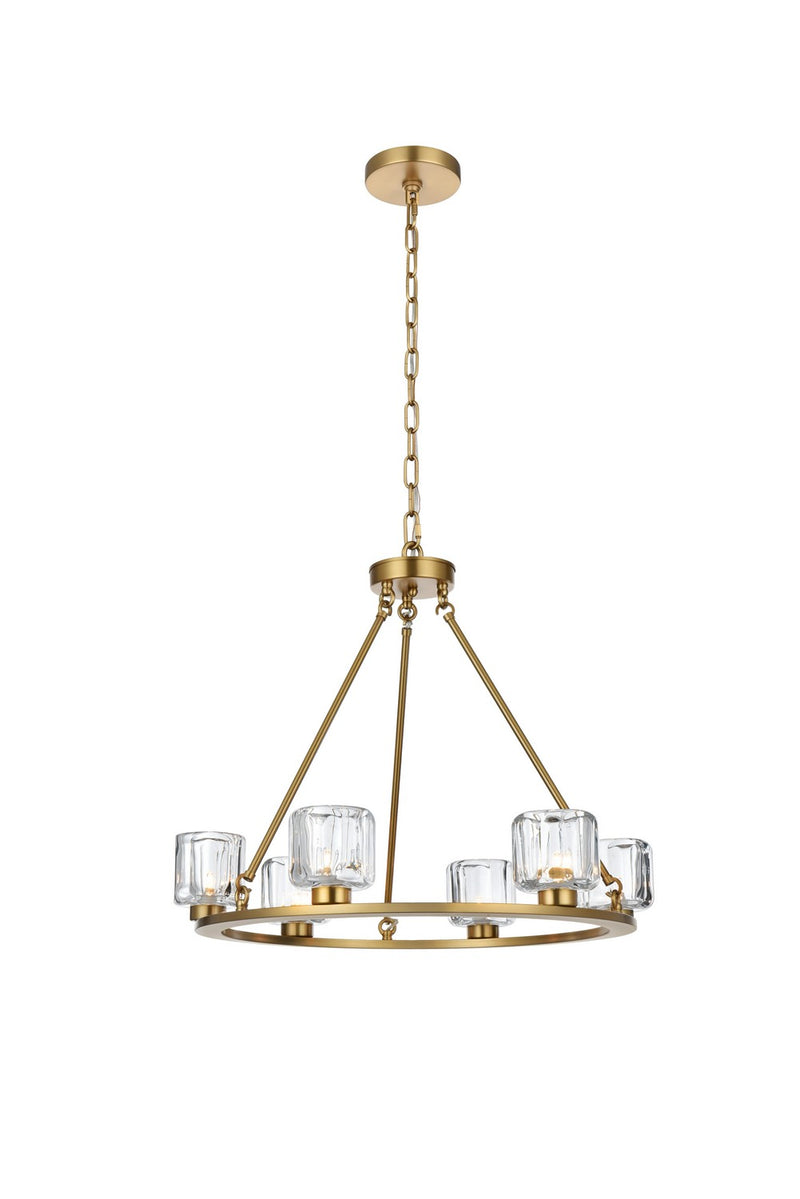 Elegant Lighting 5100D26SG Six Light Chandelier, Satin Gold and Clear