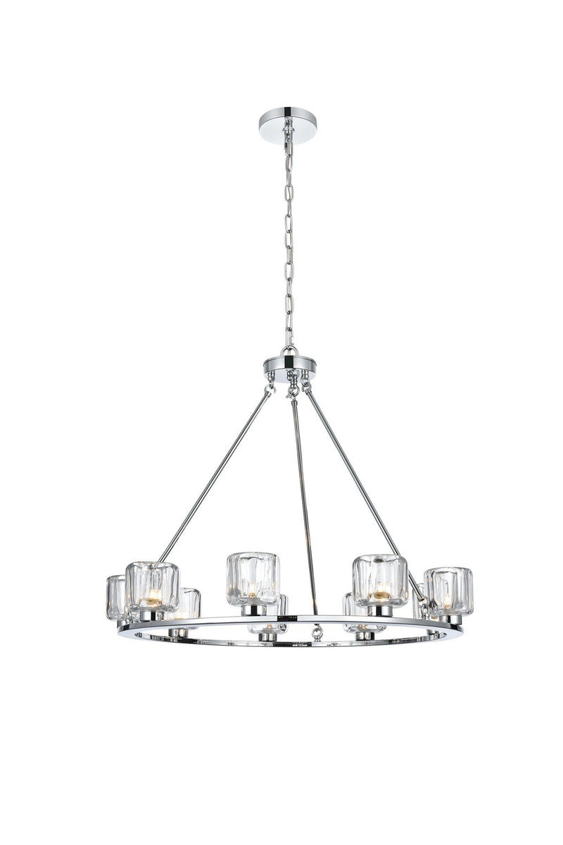 Elegant Lighting 5100D32C Nine Light Chandelier, Chrome and Clear