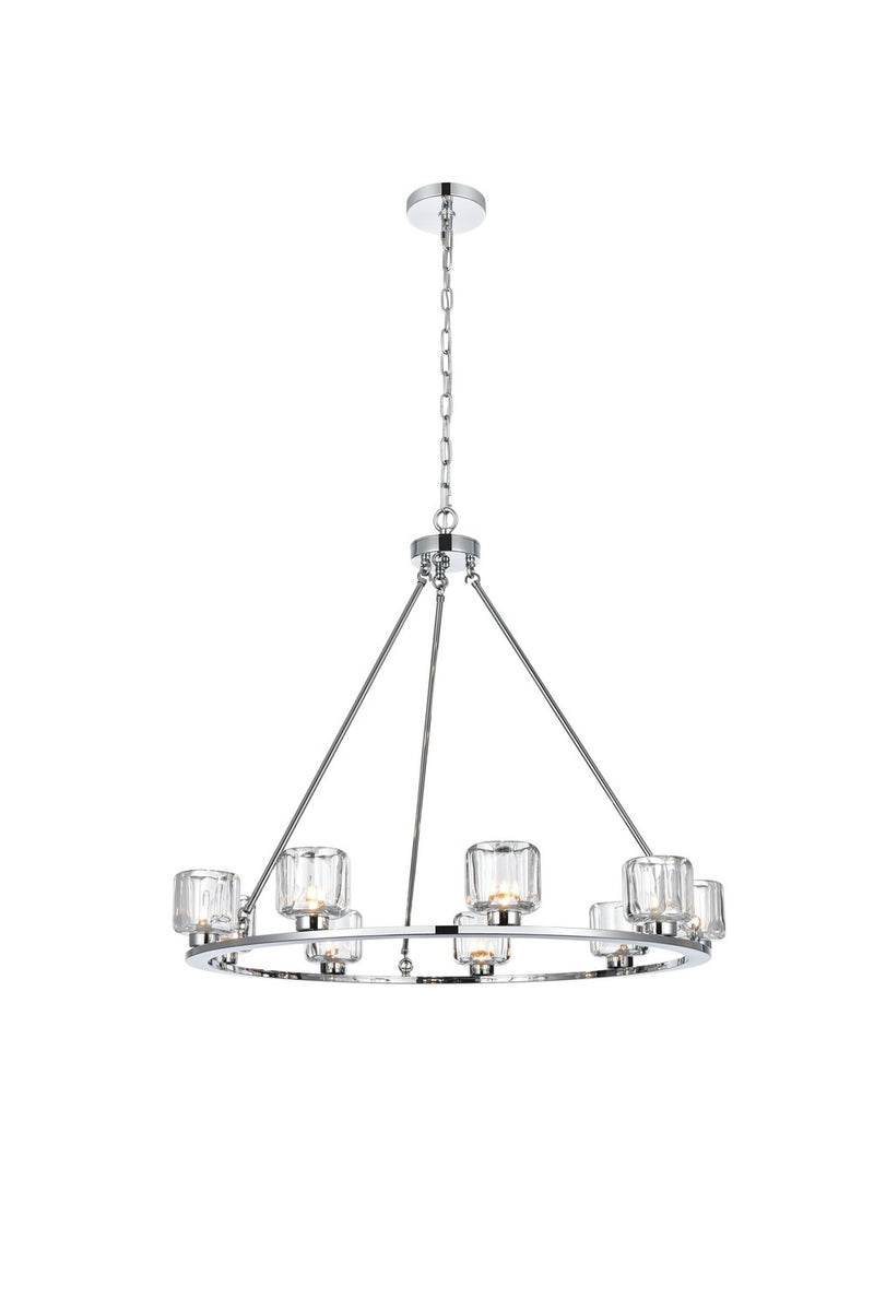 Elegant Lighting 5100D36C Nine Light Chandelier, Chrome and Clear