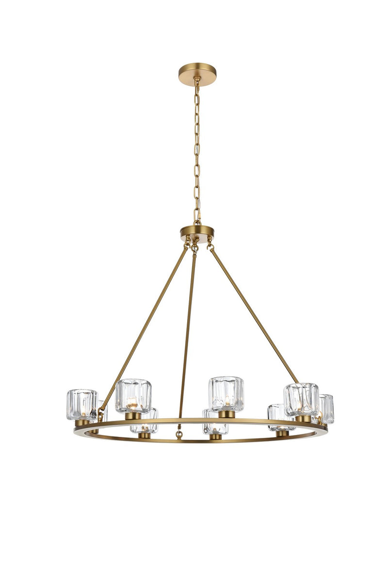 Elegant Lighting 5100D36SG Nine Light Chandelier, Satin Gold and Clear