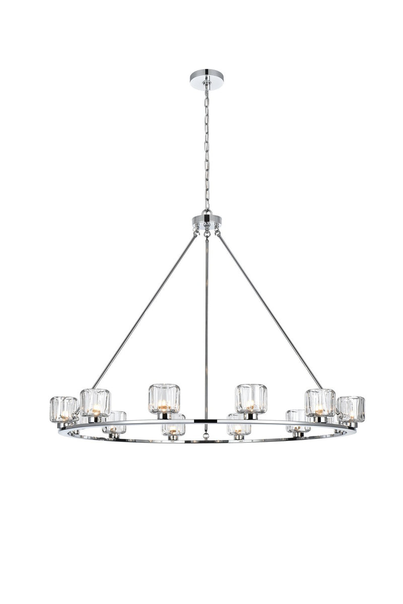 Elegant Lighting 5100D48C 12 Light Chandelier, Chrome and Clear