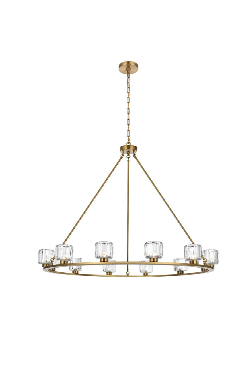 Elegant Lighting 5100D48SG 12 Light Chandelier, Satin Gold and Clear