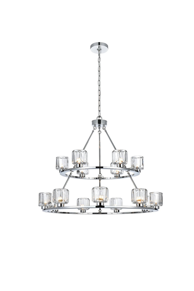 Elegant Lighting 5100L236C 15 Light Chandelier, Chrome and Clear