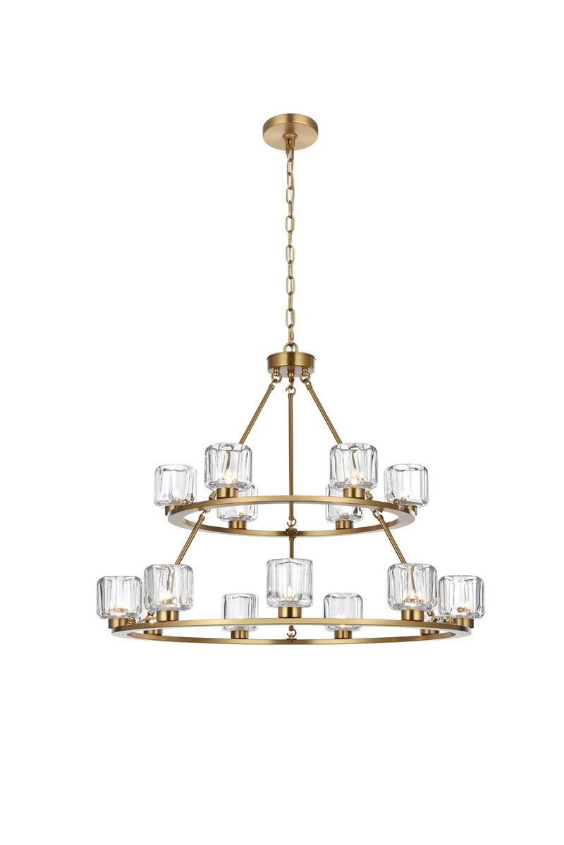 Elegant Lighting 5100L236SG 15 Light Chandelier, Satin Gold and Clear