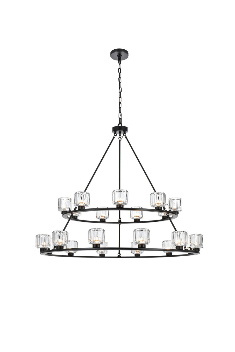 Elegant Lighting 5100L248BK 21 Light Chandelier, Black and Clear