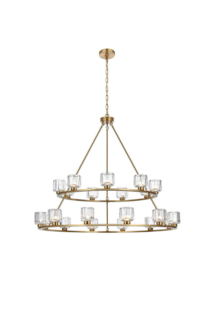 Elegant Lighting 5100L248SG 21 Light Chandelier, Satin Gold and Clear