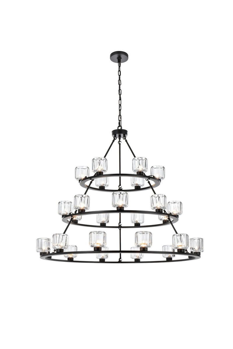 Elegant Lighting 5100L348BK 27 Light Chandelier, Black and Clear