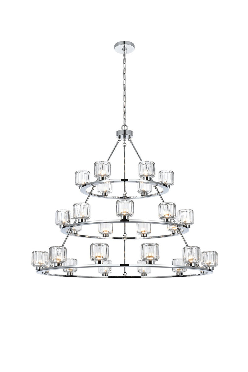 Elegant Lighting 5100L348C 27 Light Chandelier, Chrome and Clear