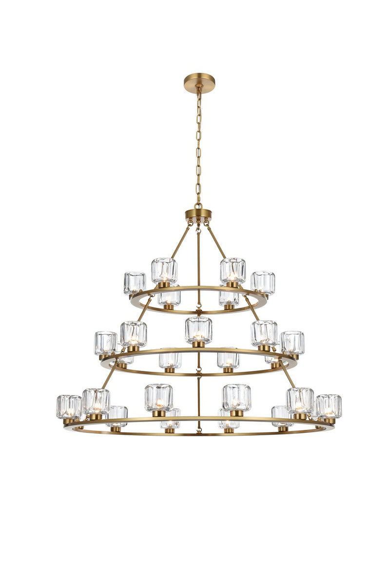 Elegant Lighting 5100L348SG 27 Light Chandelier, Satin Gold and Clear