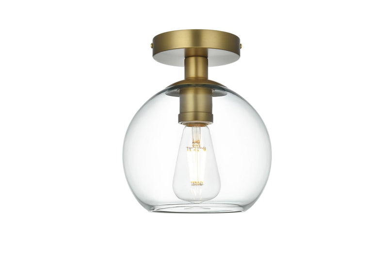 Elegant Lighting LD2204SG One Light Flush Mount, Satin Gold and Clear