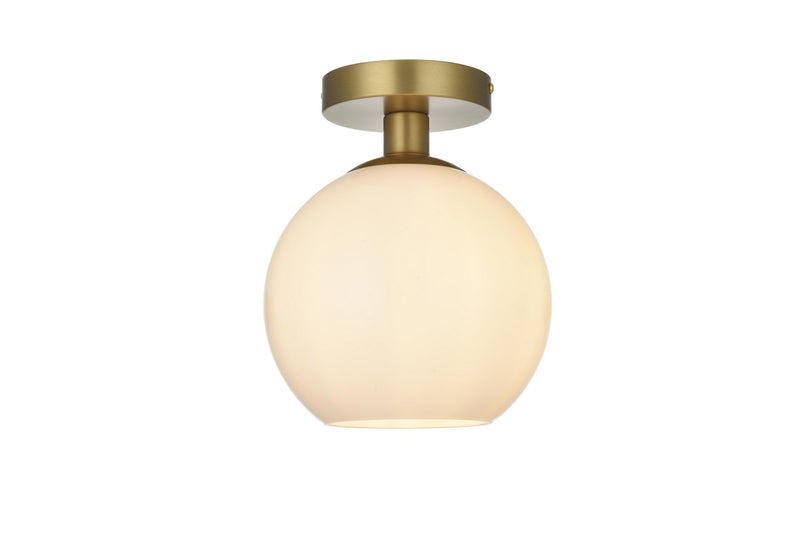 Elegant Lighting LD2205SG One Light Flush Mount, Satin Gold and Frosted white