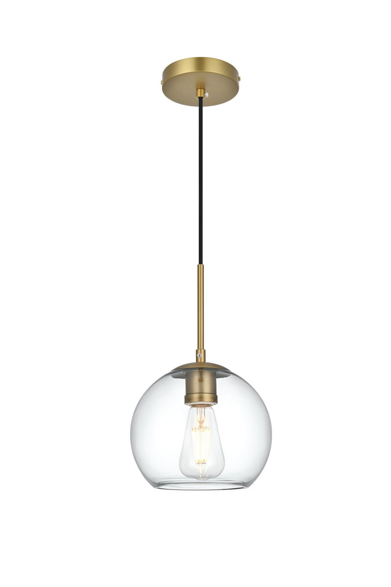 Elegant Lighting LD2206SG One Light Pendant, Satin Gold and Clear
