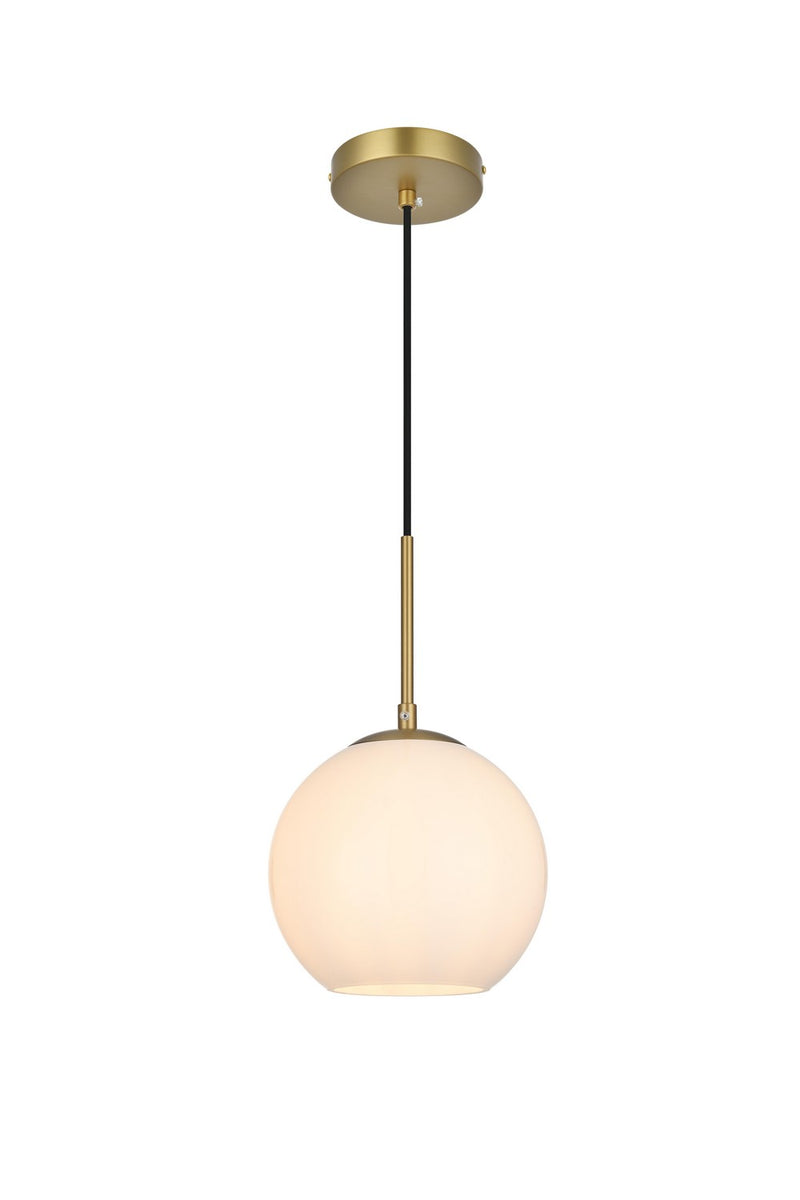 Elegant Lighting LD2207SG One Light Pendant, Satin Gold and Frosted white