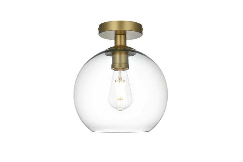 Elegant Lighting LD2210SG One Light Flush Mount, Satin Gold and Clear