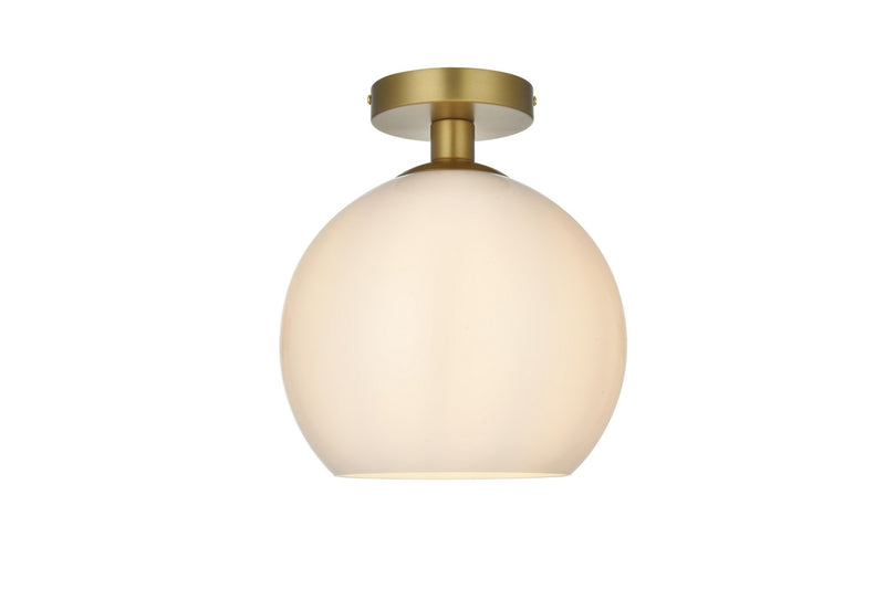 Elegant Lighting LD2211SG One Light Flush Mount, Satin Gold and Frosted white