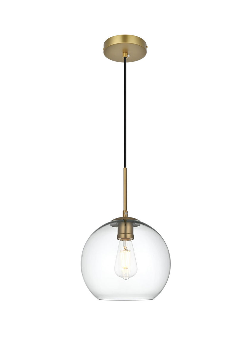 Elegant Lighting LD2212SG One Light Pendant, Satin Gold and Clear