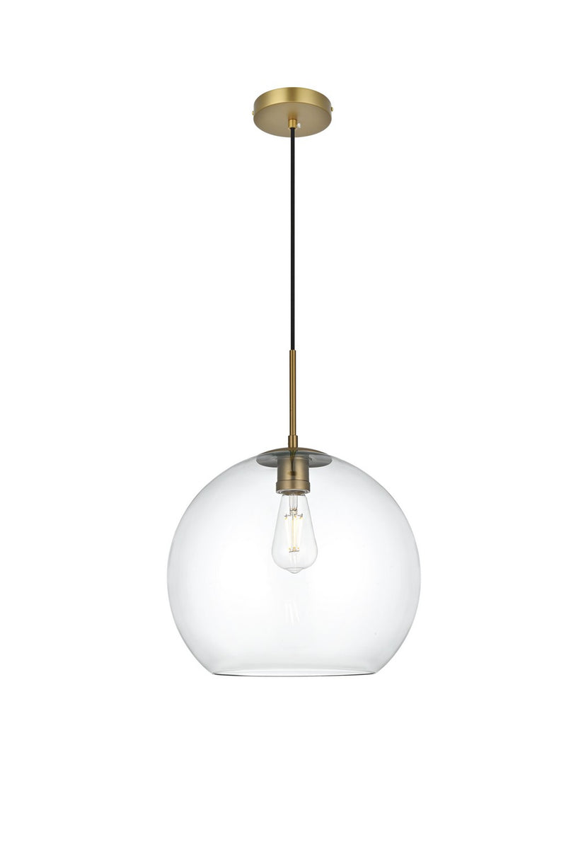Elegant Lighting LD2216SG One Light Pendant, Satin Gold and Clear