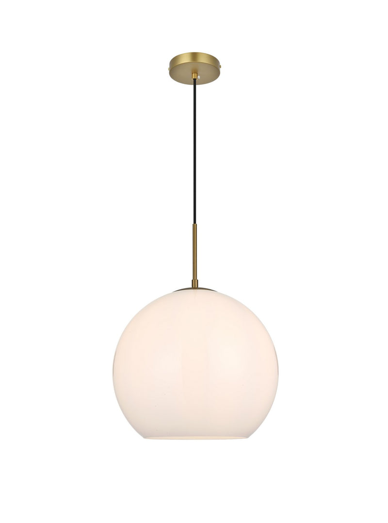 Elegant Lighting LD2217SG One Light Pendant, Satin Gold and Frosted white