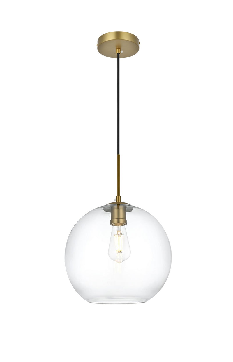 Elegant Lighting LD2224SG One Light Pendant, Satin Gold and Clear