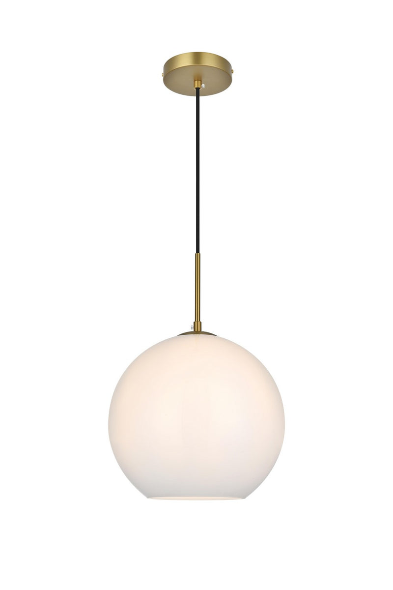 Elegant Lighting LD2225SG One Light Pendant, Satin Gold and Frosted white