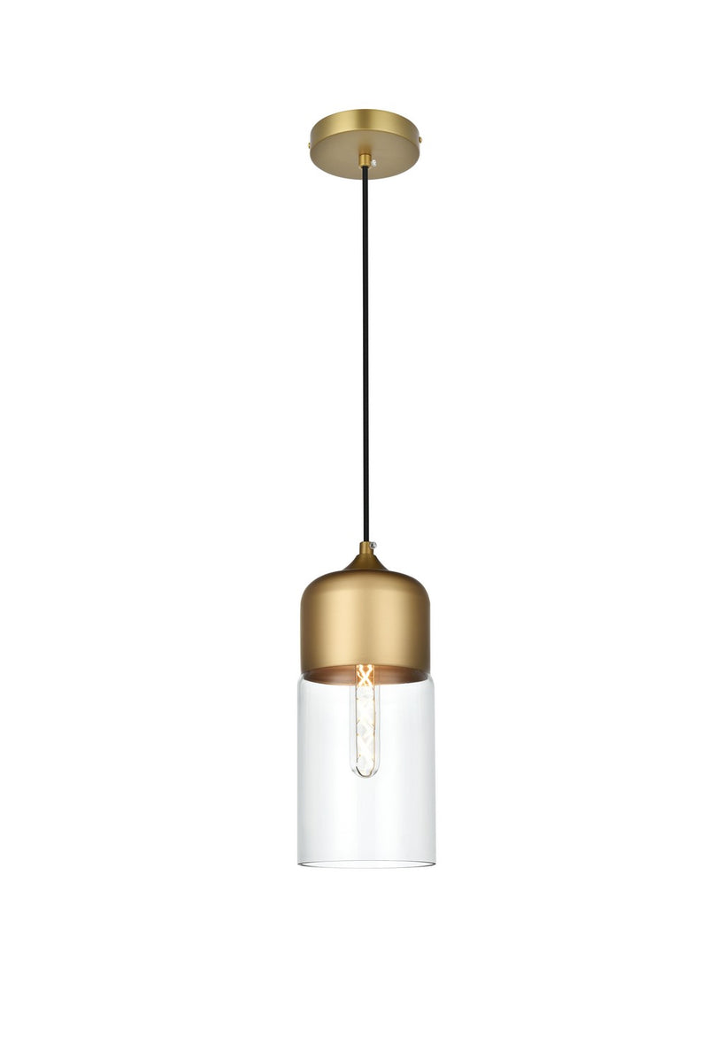 Elegant Lighting LD2240SG One Light Pendant, Satin Gold and Clear