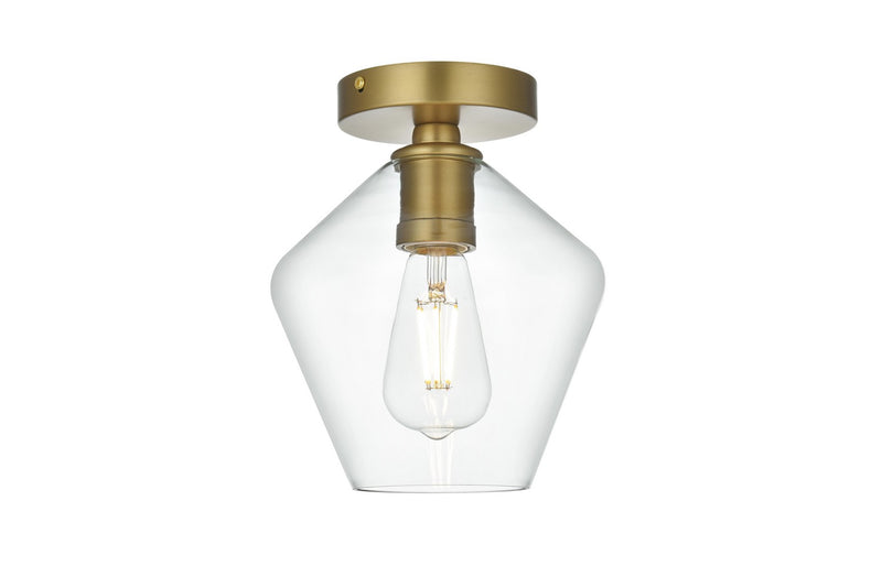Elegant Lighting LD2254SG One Light Flush Mount, Satin Gold and Clear