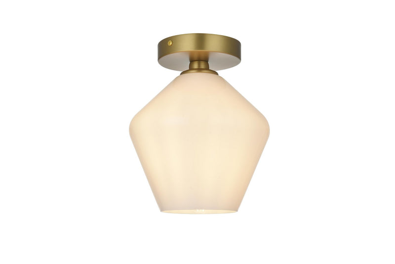 Elegant Lighting LD2255SG One Light Flush Mount, Satin Gold and Frosted white