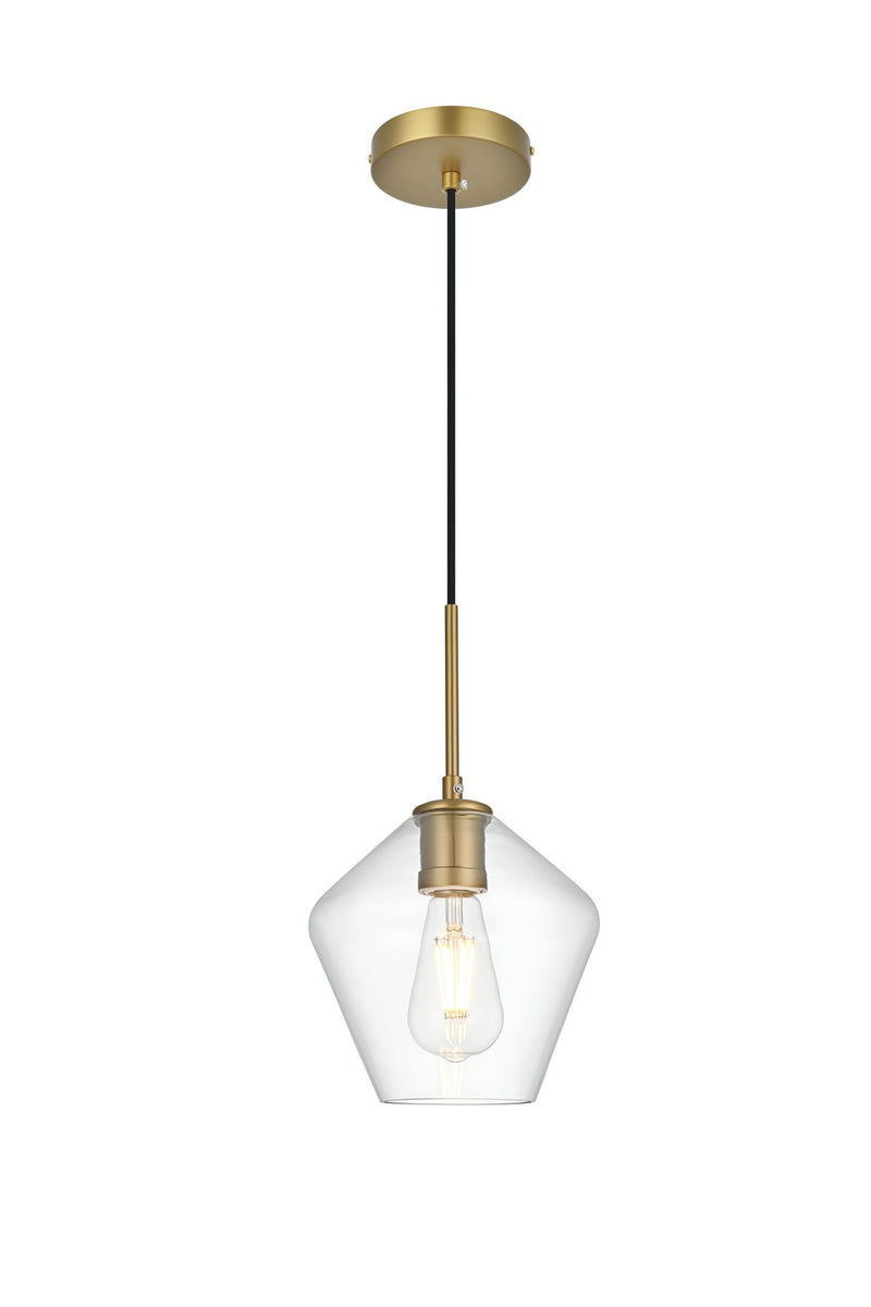 Elegant Lighting LD2256SG One Light Pendant, Satin Gold and Clear