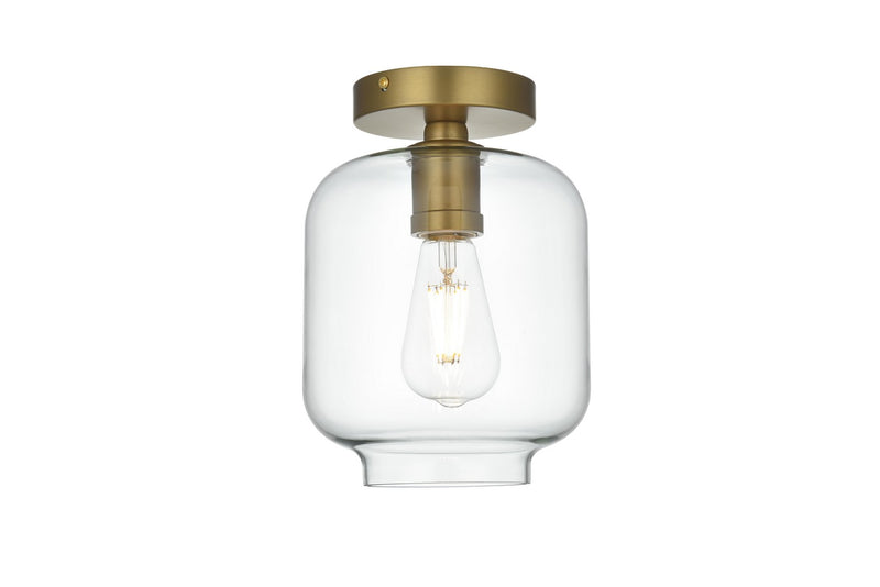 Elegant Lighting LD2270SG One Light Flush Mount, Satin Gold and Clear