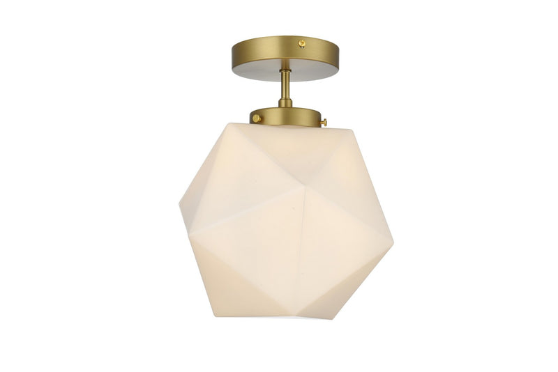 Elegant Lighting LD2347SG One Light Flush Mount, Satin Gold and Frosted white