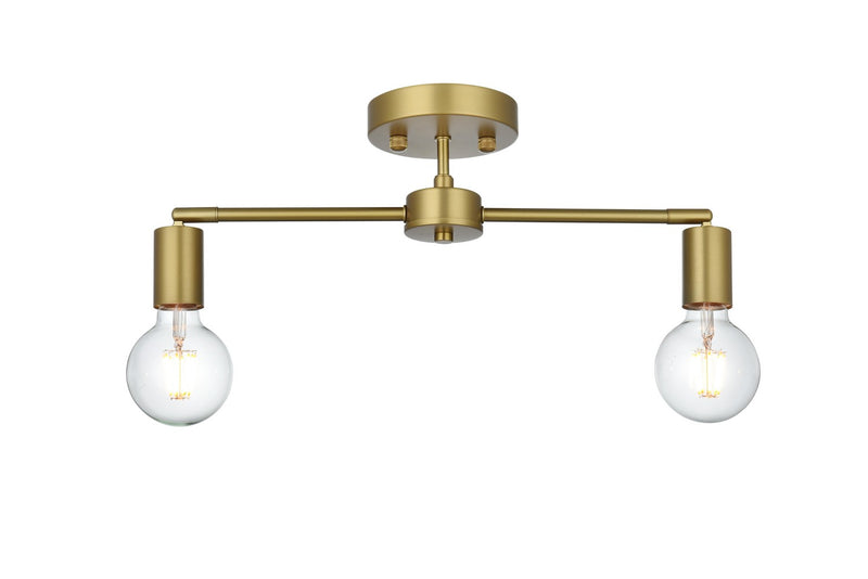 Elegant Lighting LD2348SG Two Light Flush Mount, Satin Gold