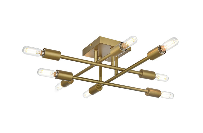 Elegant Lighting LD2351SG Eight Light Flush Mount, Satin Gold