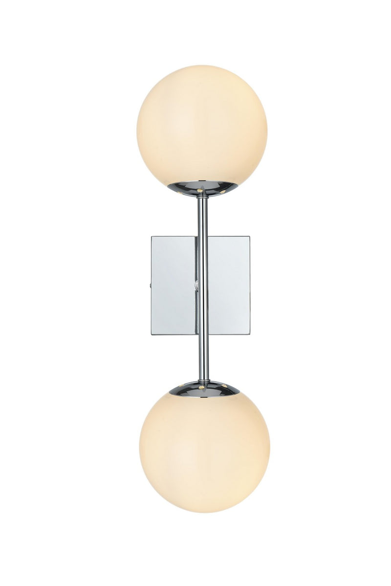 Elegant Lighting LD2358C Two Light Wall Sconce, Chrome and White
