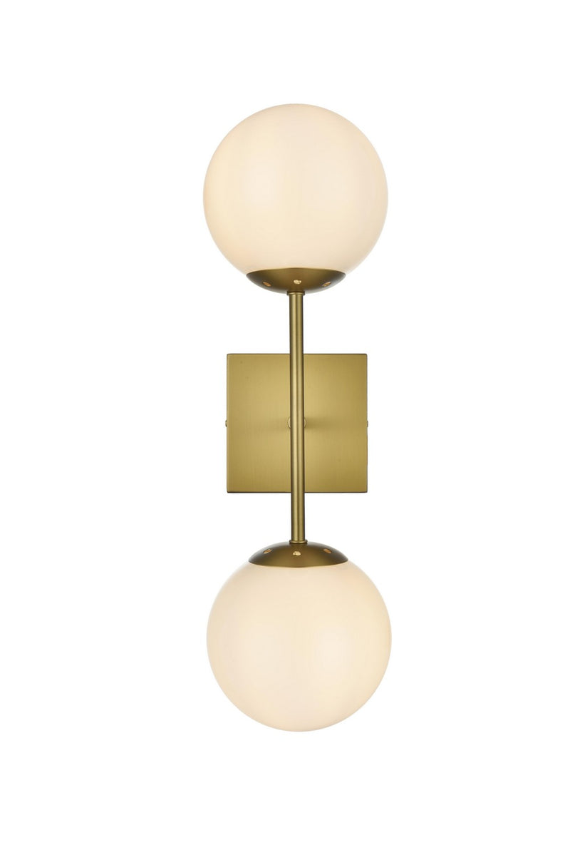 Elegant Lighting LD2358SG Two Light Wall Sconce, Satin Gold and White