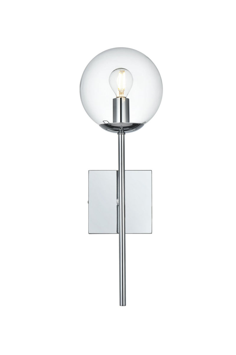 Elegant Lighting LD2359C One Light Wall Sconce, Chrome and Clear