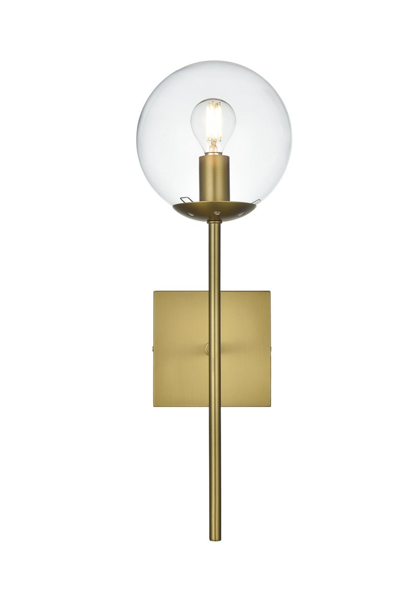 Elegant Lighting LD2359SG One Light Wall Sconce, Satin Gold and Clear