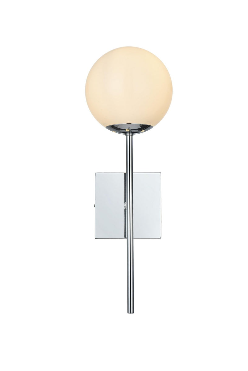 Elegant Lighting LD2360C One Light Wall Sconce, Chrome and White