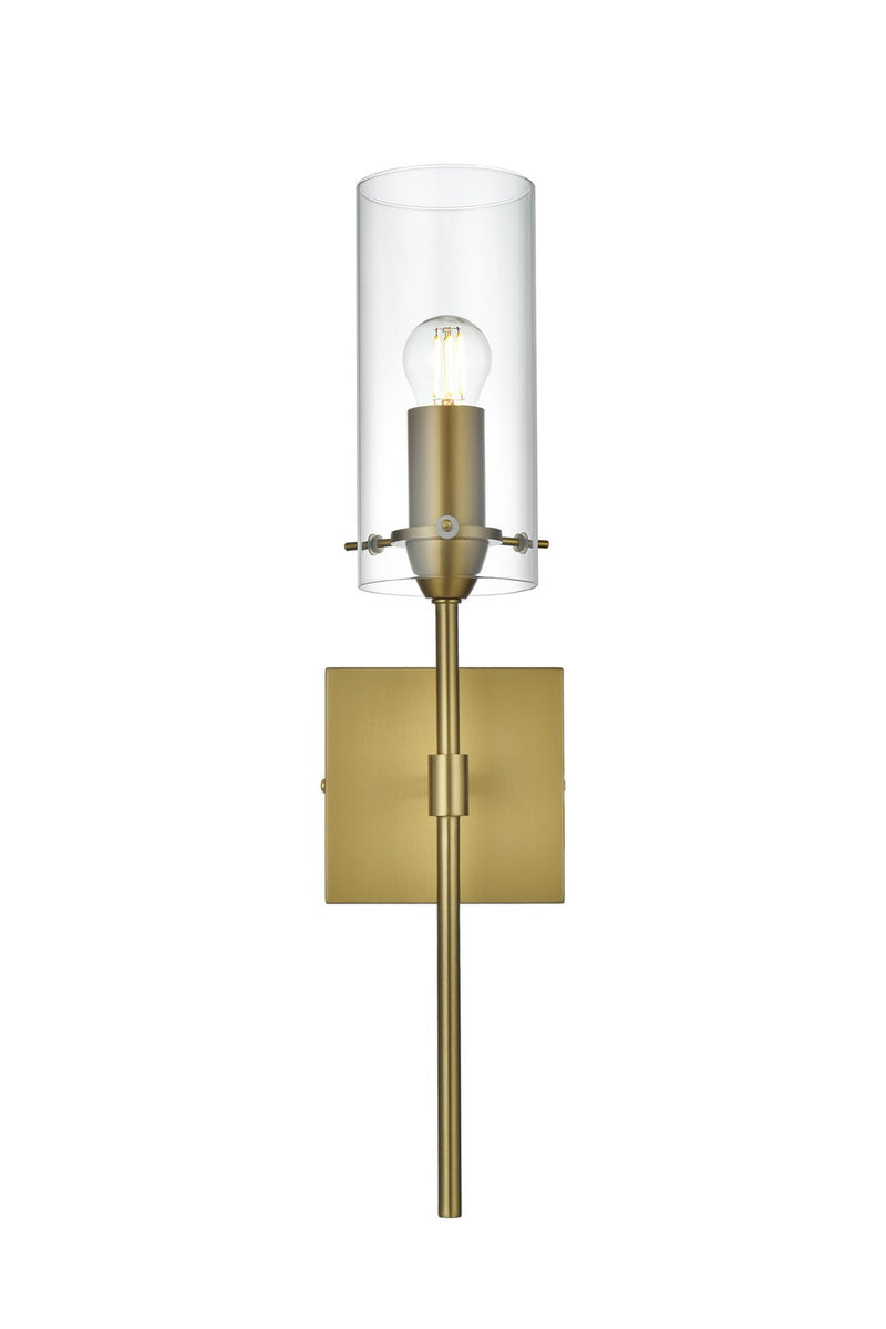 Elegant Lighting LD2361SG One Light Wall Sconce, Satin Gold and Clear