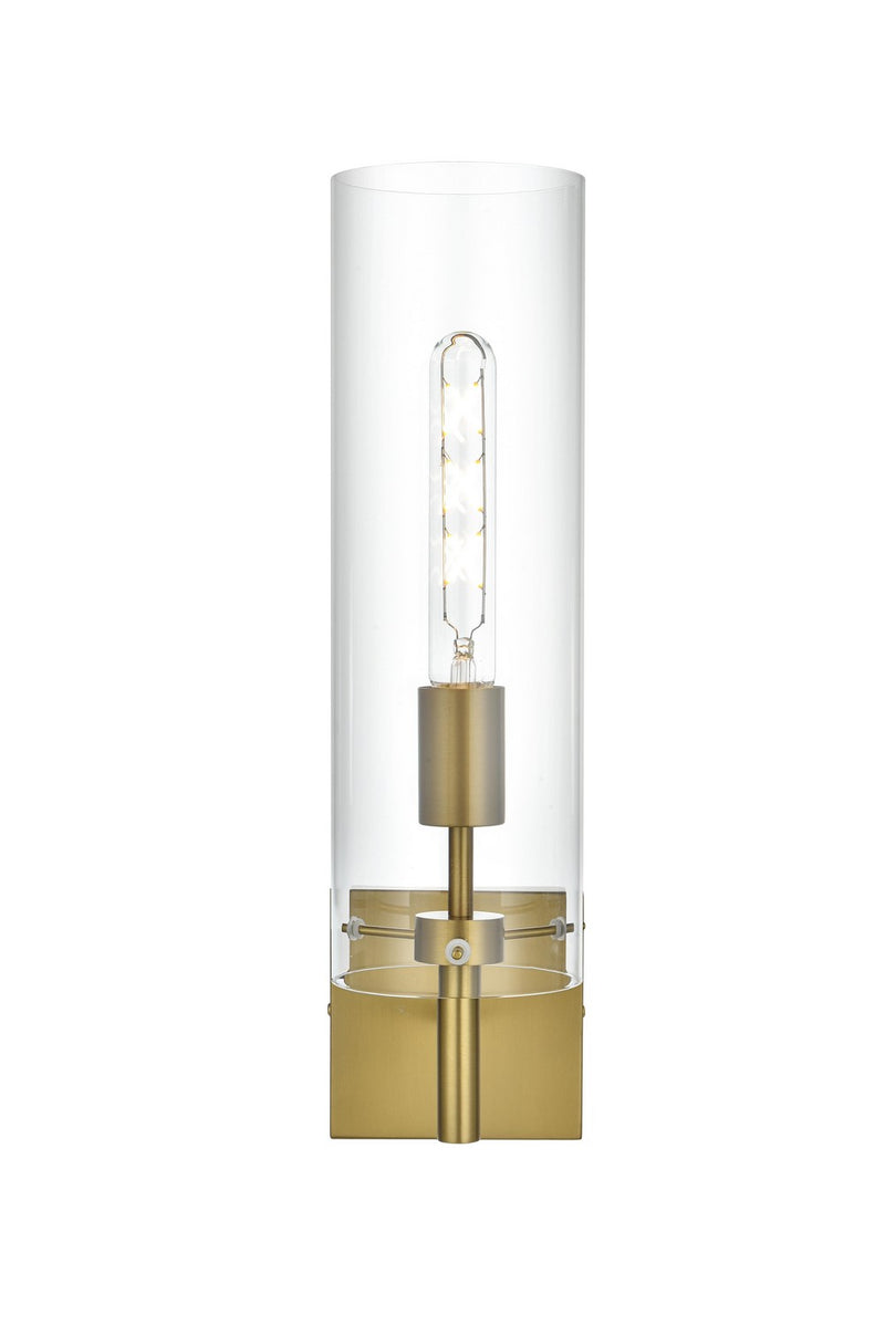 Elegant Lighting LD2362SG One Light Wall Sconce, Satin Gold and Clear