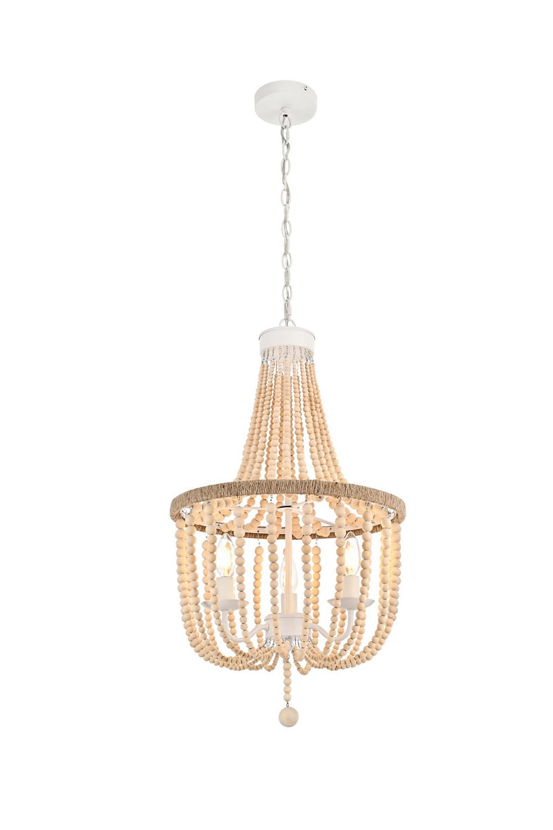 Elegant Lighting LD306D16BG Three Light Pendant, Beige