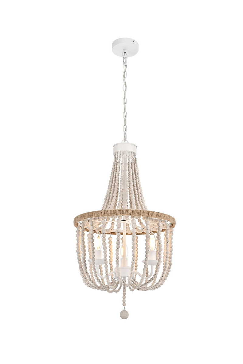 Elegant Lighting LD306D16WH Three Light Pendant, Antique white