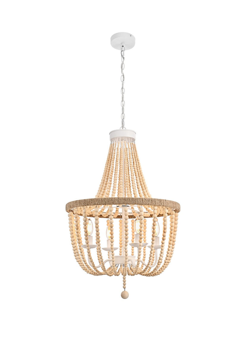Elegant Lighting LD306D20BG Four Light Pendant, Beige