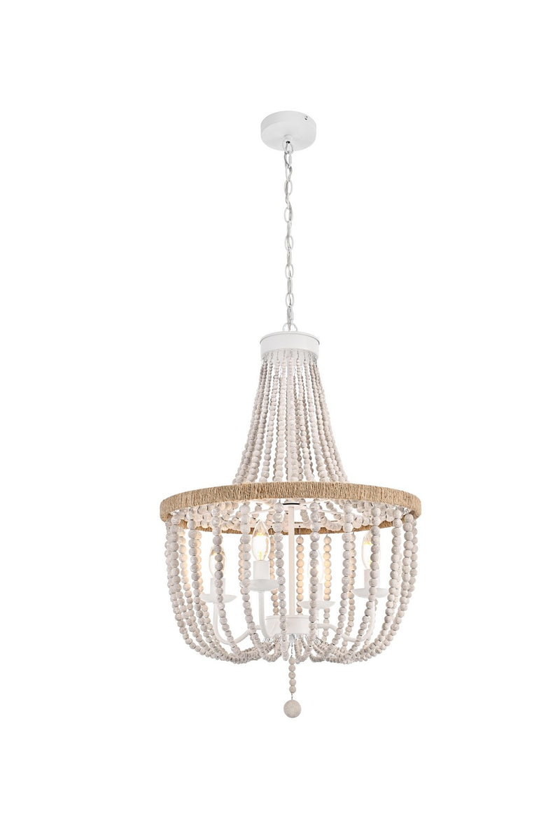 Elegant Lighting LD306D20WH Four Light Pendant, Antique white